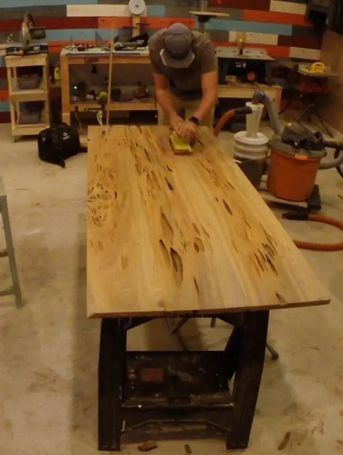belt sander remove wood filler