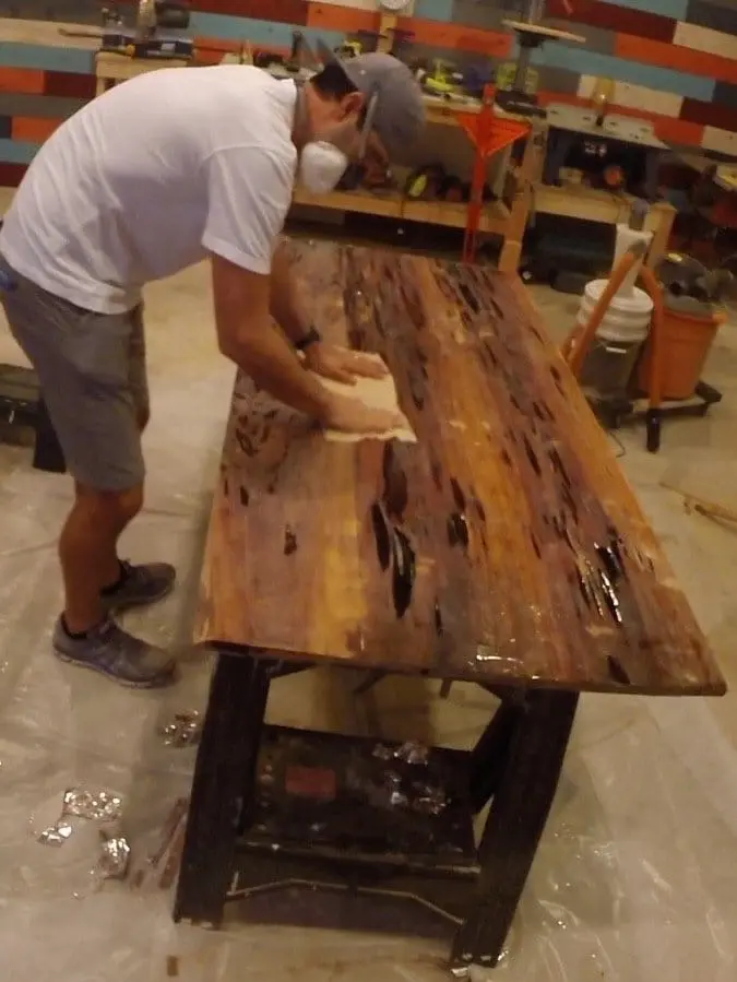 wipe resin table after sanding