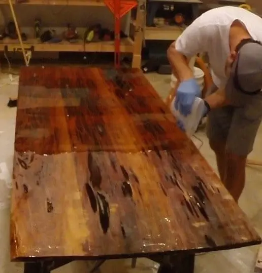 how to make an epoxy resin table with pecky sinker cypress flood coat