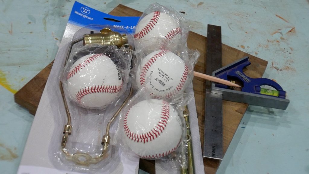 baseball lamp materials for project