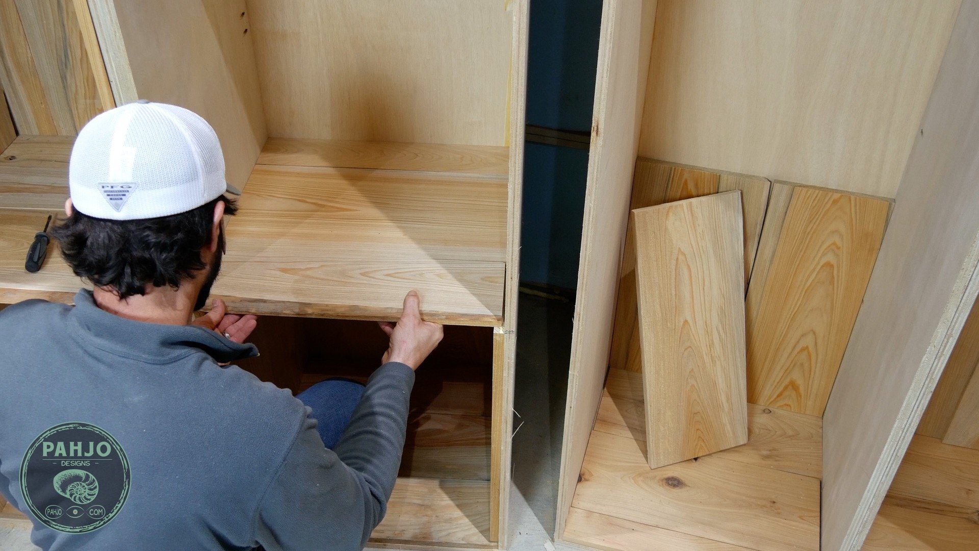 DIY Custom Built In Cabinets cypress middle shelf
