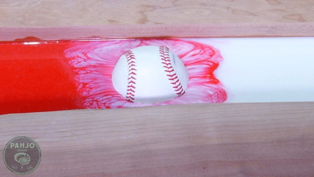 DIY Wood and Resin Wall Art - Baseball Storage Rack_Embedding objects in resin