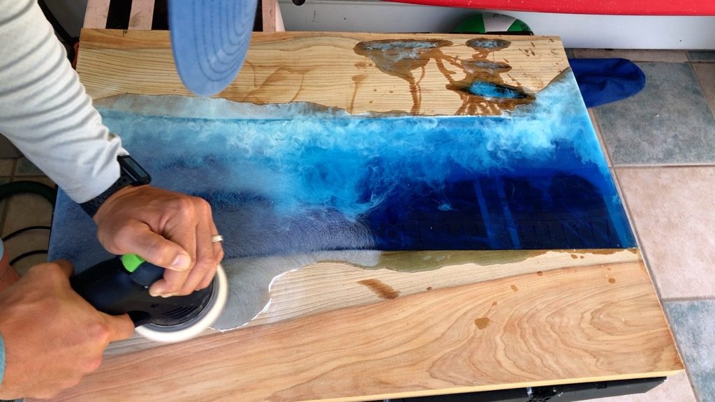 sanding resin ocean wave art