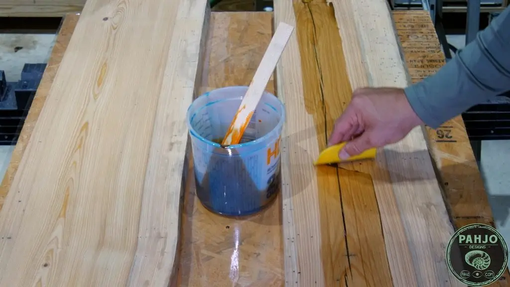 Filling Wood Cracks with Colored Epoxy