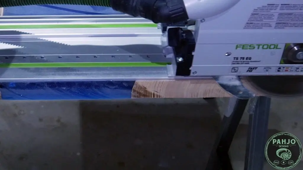 Cross Cut epoxy river desk to final dimension with Festool TS75
