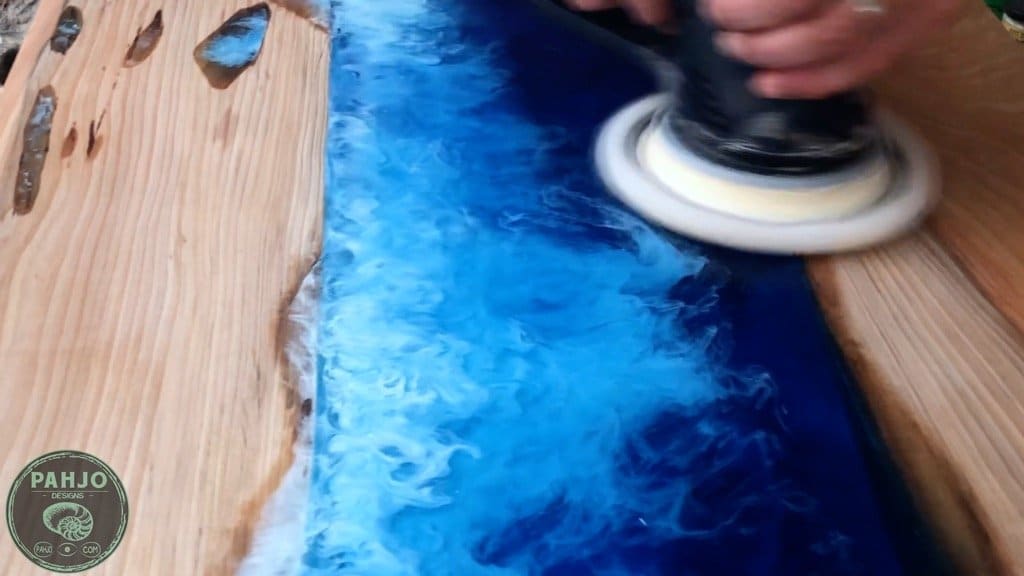 how to polish epoxy river table