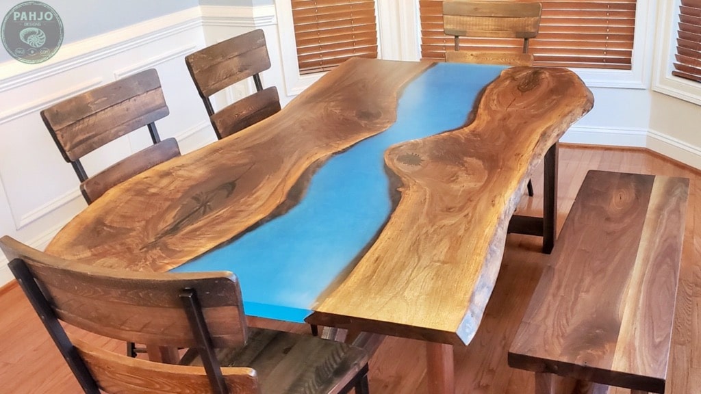 DIY Walnut Slab Epoxy Dining Table