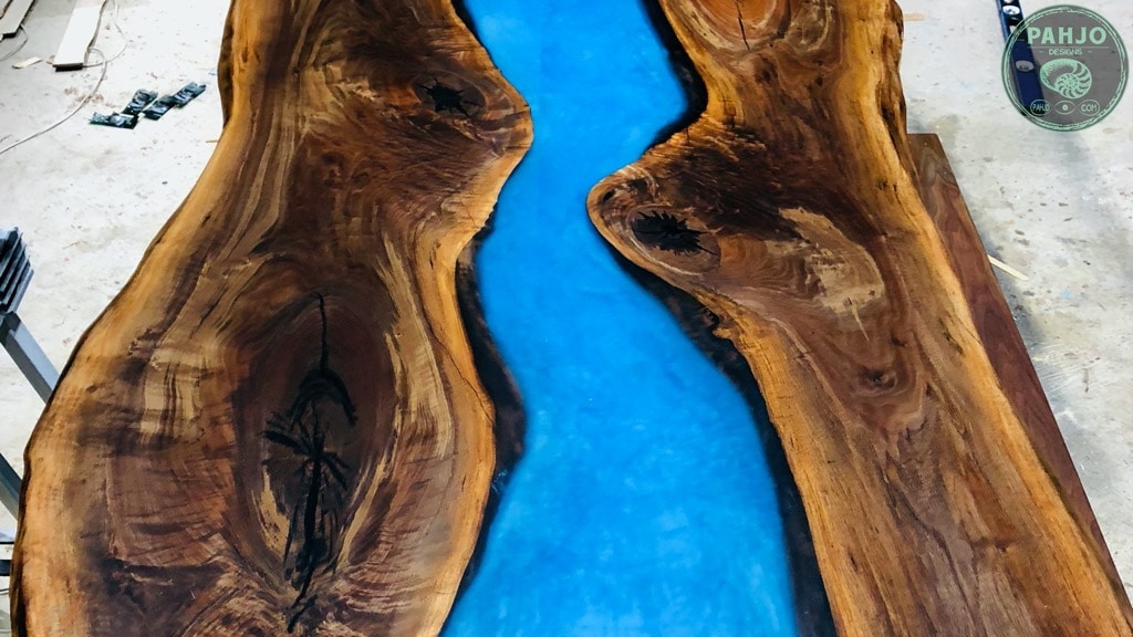diy walnut slab epoxy dining table