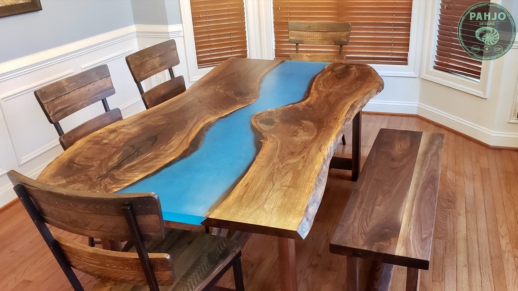 DIY Walnut Slab Epoxy Dining Table