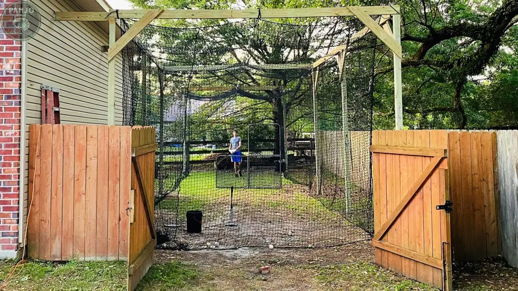 batting cage with wood posts