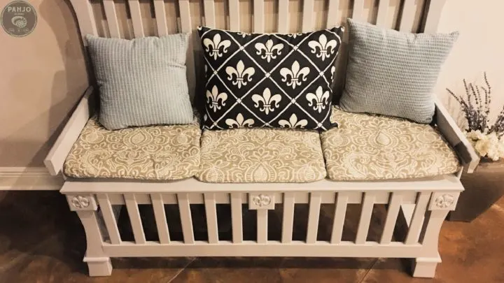 how to repurpose crib into bench